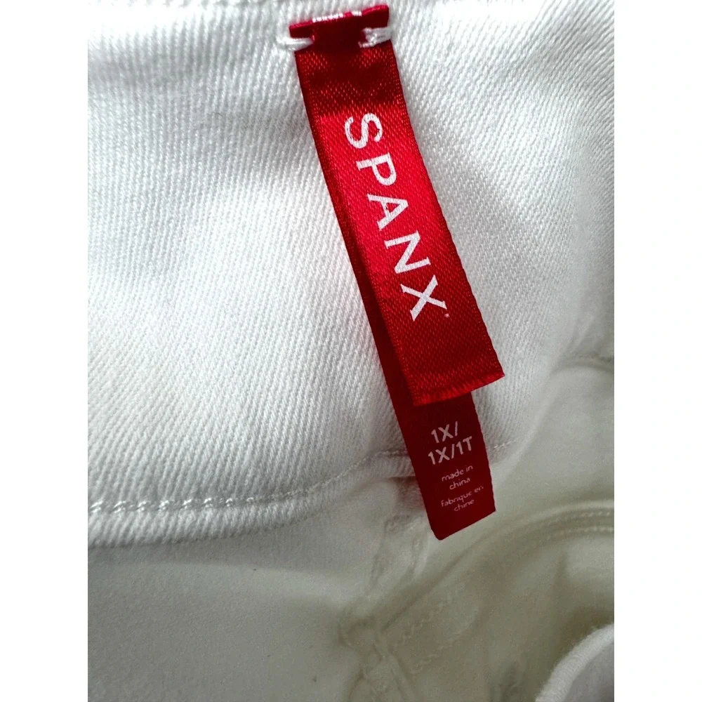 Spanx Womens 1X White Jeans Flare Leg High Rise Stretch Slimming Shaping Lifting